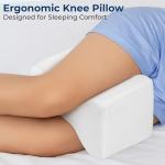 5 STARS UNITED Large Knee Pillow for Side Sleepers - Hip Pain Relief, Memory Foam Leg Cushion for Side Sleeping - Between Legs Pillow for Sciatica & Lower Back Pain, White
