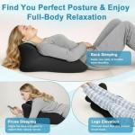 cjc Memory Foam Wedge Pillow for Adults, Multi-Position Support Bed Pillow with Removable Cover for Sleeping Sitting Up Prone Reading Back & Knee Support Leg Elevation (Black)