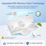 Effective Pain Relief Cervical Neck Pillow for Sleeping, Memory Foam Pillows for Neck Support, Odorless Contour Side Pillow, Ergonomic Bed Pillow for Back Stomach Sleeper (Grey and White)