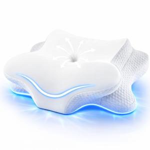 Cervical Butterfly Pillow for Neck Pain Relief, Orthopedic Contour Memory Foam Pillow with Ergonomic Neck Support for Side and Back Sleepers
