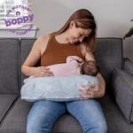 Boppy Nursing Pillow - Ergonomic Bottle & Breastfeeding Pillow with High, Firm, Large Area, Water-Repellent Cushion with Washable Cover; Baby Safety Alliance Verified - Blue Speckled Current