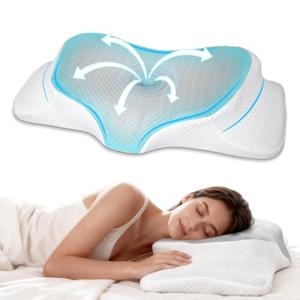Lekewn RestAssured Cervical Neck Pillow - Ergonomic Memory Foam Bed Pillows for Sleeping, Neck Pillows for Pain Relief, Back and Side Sleeper Pillow