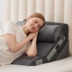 MEGCXIT 3PCS Bed Wedge Pillow for Headboard, Adjustable Wedge Pillow for Sleep Apnea, 23” Wide Triangle Pillow Wedge Set for After Surgery, Acid Reflux Relief, Snoring, Neck&Back Support, Grey