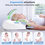 SAHEYER Cervical Neck Pillow, Ergonomic Memory Foam Pillow for Neck Pain Relief and Snoring, 2 in 1 Orthopedic Pillow for Side Sleeper, Back and Stomach Sleeper, Grey