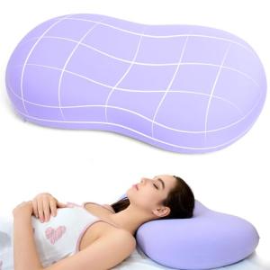 KEEPMOV Memory Foam Pillows - Cervical Neck Pillows for Pain Relief, Ergonomic Contour Pillow for Side Back Stomach Sleepers (Purple)