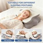 Cervical Pillow for Neck and Shoulder,Contour Memory Foam Pillow,Ergonomic Neck Support Pillow for Side Stomach Back Sleepers with Skin-Friendly Pillowcase