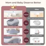 Momcozy CozyPro Nursing Pillow - All Around Lumbar & Arm Support - Safety Guard, Firm & Springy Memory Foam-Stable, Ergonomic Support, Easier Breastfeeding, Wider Cushion, Adjustable, Removable Cover
