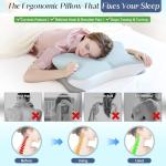 SHJADE Cervical Pillow for Neck Support, Memory Foam Contour Pillow, Ergonomic Orthopedic Pillow, Adjustable Height Soft Bed Pillow with Breathable Pillowcase for Back, Side, Stomach Sleeper