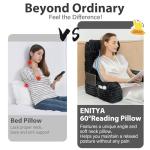 ENITYA 22" XL Ergonomic Bed Pillow for Sitting Up，Backrest Cushion for Reclining,Gaming,Resting,Watching TV,Recovery in Bed, Couch or Floor, Removable Cover, Black
