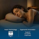 IWS I WANNA SLEEP Ergoblu Cooling Cervical Memory Foam Pillow – Satin-Touch No-Frizz and Anti-Sleep-Line Pillowcase, Orthopedic Neck & Spine Alignment for Back & Stomach Sleepers