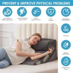 MEGCXIT 3PCS Bed Wedge Pillow for Headboard, Adjustable Wedge Pillow for Sleep Apnea, 23” Wide Triangle Pillow Wedge Set for After Surgery, Acid Reflux Relief, Snoring, Neck&Back Support, Grey