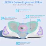 Lekewn RestAssured Cervical Neck Pillow - Ergonomic Memory Foam Bed Pillows for Sleeping, Neck Pillows for Pain Relief, Back and Side Sleeper Pillow