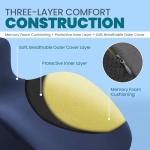 Memory Foam Wedge Pillow for Adults - Ergonomic Reading & Bed Wedge Pillow for Sleeping, Back Support, Acid Reflux, and Leg Elevation - Multi-Level Support with Removable & Washable Cover (Blue)