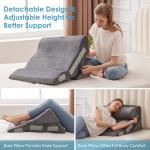 MEGCXIT 3PCS Bed Wedge Pillow for Headboard, Adjustable Wedge Pillow for Sleep Apnea, 23” Wide Triangle Pillow Wedge Set for After Surgery, Acid Reflux Relief, Snoring, Neck&Back Support, Grey