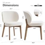 YOUNIKE Dining Chair with High Back Single Mid Century Modern Kitchen Chair Boucle Fabric Upholstered Armless Accent Chair 20" Wide Padded Seat with Wooden Leg for Dining Living Room Bedroom Beige