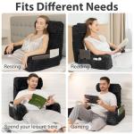 ENITYA 22" XL Ergonomic Bed Pillow for Sitting Up，Backrest Cushion for Reclining,Gaming,Resting,Watching TV,Recovery in Bed, Couch or Floor, Removable Cover, Black