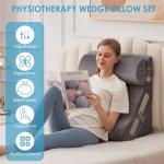 MEGCXIT 3PCS Bed Wedge Pillow for Headboard, Adjustable Wedge Pillow for Sleep Apnea, 23” Wide Triangle Pillow Wedge Set for After Surgery, Acid Reflux Relief, Snoring, Neck&Back Support, Grey