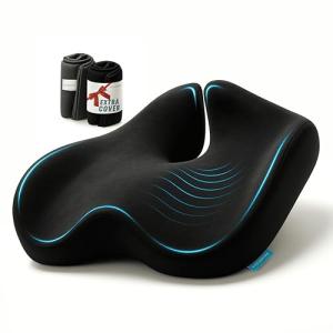 Extra Large Memory Foam Seat Cushions for Office Chairs, Pressure Relief Seat Cushion for Tailbone Pain Relief, Sciatica & Back Pain, Ergonomic Office Chair Cushion for Long Sitting & Driving (Black)