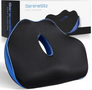 SERENESITZ Orthopedic Seat Cushion, Ergonomic Memory Foam Cushions, Cushions Pad Pillow for Office, Car Seat, Airplane, Sciatica & Back Pain Relief for Long Sitting