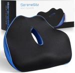 SERENESITZ Orthopedic Seat Cushion, Ergonomic Memory Foam Cushions, Cushions Pad Pillow for Office, Car Seat, Airplane, Sciatica & Back Pain Relief for Long Sitting