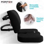 FORTEM Seat Cushion, Office Chair Cushion, Lumbar Support Pillow for Office Chair, Memory Foam Sciatica Coccyx Tailbone Pressure Pain Relief, Car Sitting Pad, Washable Non Slip