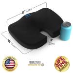 Everlasting Comfort Doctor Recommended Memory Foam Seat Cushion for Office Chairs & Car - Ergonomic Office Desk Accessories - Cushions for Tailbone Pain Relief, Sciatica (Black Upgraded, Large)