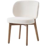 YOUNIKE Dining Chair with High Back Single Mid Century Modern Kitchen Chair Boucle Fabric Upholstered Armless Accent Chair 20" Wide Padded Seat with Wooden Leg for Dining Living Room Bedroom Beige