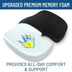 Everlasting Comfort Doctor Recommended Memory Foam Seat Cushion for Office Chairs & Car - Ergonomic Office Desk Accessories - Cushions for Tailbone Pain Relief, Sciatica (Black Upgraded, Large)