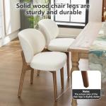 YOUNIKE Dining Chair with High Back Single Mid Century Modern Kitchen Chair Boucle Fabric Upholstered Armless Accent Chair 20" Wide Padded Seat with Wooden Leg for Dining Living Room Bedroom Beige