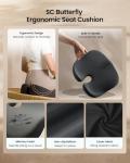 ProtoArc Seat Cushion, Office Chair Cushion for Sciatica, Coccyx Cushion, Ergonomic Memory Foam Seat Cushion for Car, Home, Pressure Relief Pad for Hip, Tailbone, All Day Comfort - Black
