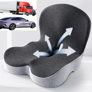 Gonexway Memory Foam Truck Seat Cushion for Truck Driver Ergonomic Driver Seat Cushion with Lumbar Support & Sciatica Relief, Ideal Car Seat Cushions for Driving & Semi Truck & Office Chair