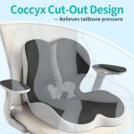 KINEMORA Seat Cushion for Office Chair and Car, Back & Tailbone Pain Relief, Raised Cushion for Back and Butt, Improves Sitting Posture, Ergonomic Memory Foam Lumbar Cushion, Double-Sided Anti-Slip