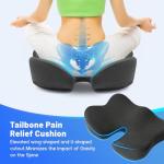 Seat Cushion, Wide & Soft Support Memory Foam Cushion for Office Chair, Desk Chair, Car Seat, Airplane, Ergonomic Sciatica, Hip & Tailbone Pain Relief Cushion for Long Sitting