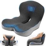 Urban Deco Memory Foam Seat Cushion, Office Chair Seat Cushion with L-Shaped Design, Ergonomic Back and Seat Pad Cushion for Car, Driving, Office, Black+Grey