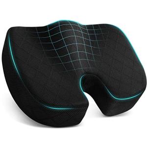 TushGuard Office/ Car Seat Cushion, Non-Slip Sciatica & Back Coccyx Tailbone Pain Relief Chair Pad, Memory Foam Butt Pillow for Computer Desk, Wheelchair, Driving (Black)
