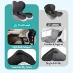 KINEMORA Seat Cushion for Office Chair and Car, Back & Tailbone Pain Relief, Raised Cushion for Back and Butt, Improves Sitting Posture, Ergonomic Memory Foam Lumbar Cushion, Double-Sided Anti-Slip