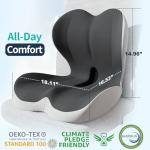 KINEMORA Seat Cushion for Office Chair and Car, Back & Tailbone Pain Relief, Raised Cushion for Back and Butt, Improves Sitting Posture, Ergonomic Memory Foam Lumbar Cushion, Double-Sided Anti-Slip