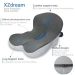 XZdream Memory Foam Seat Cushion,Office Chair Cushion with Lumbar Support for Back Pressure Relief, Car Seat Cushion with Adjustable Strap,Sciatica Pad Cushions for Car,Truck, Desk,Gaming Chair