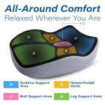 Car Seat Cushion, Ergonomic Memory Foam Car Cushion for Sciatica Pain Relief, Larger Driving Seat Pillow for Short Drivers on Long Drives - Butt Pillow for Truck, Office, Wheelchair - Black&Gray