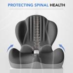 Ergonomic Lumbar & Seat Support Cushion, 2-in-1 Memory Foam Cushion with Coccyx Hollow Design for Office Chair, Car Seat, Home Use - Relieves Back & Hip Pain