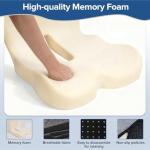 Urban Deco Memory Foam Seat Cushion, Office Chair Seat Cushion with L-Shaped Design, Ergonomic Back and Seat Pad Cushion for Car, Driving, Office, Black+Grey