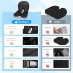 Watshyon Ergonomic Memory Foam Reenly Back and Seat Cushion & Non-Slip Base with Adjustable Straps for Office Seat Cushion and Car Cushion,Removable Washable Cover- Breathable Mesh