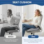 Urban Deco Memory Foam Seat Cushion, Office Chair Seat Cushion with L-Shaped Design, Ergonomic Back and Seat Pad Cushion for Car, Driving, Office, Black+Grey