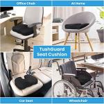 TushGuard Office/ Car Seat Cushion, Non-Slip Sciatica & Back Coccyx Tailbone Pain Relief Chair Pad, Memory Foam Butt Pillow for Computer Desk, Wheelchair, Driving (Black)