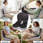 Watshyon Ergonomic Memory Foam Reenly Back and Seat Cushion & Non-Slip Base with Adjustable Straps for Office Seat Cushion and Car Cushion,Removable Washable Cover- Breathable Mesh