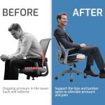 XZdream Memory Foam Seat Cushion,Office Chair Cushion with Lumbar Support for Back Pressure Relief, Car Seat Cushion with Adjustable Strap,Sciatica Pad Cushions for Car,Truck, Desk,Gaming Chair