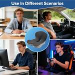 Urban Deco Memory Foam Seat Cushion, Office Chair Seat Cushion with L-Shaped Design, Ergonomic Back and Seat Pad Cushion for Car, Driving, Office, Black+Grey