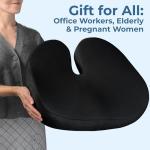 5 STARS UNITED Seat Cushion for Tailbone Pain Relief – Large Memory Foam Cushion for Coccyx, Hip, Sciatica & Post-Surgery Recovery – Wheelchair, Car, Desk, Gaming & Office Chairs, Black