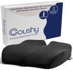 Coushy | Ergonomic Seat Cushion- Car Seat Cushion/Office Desk Accessories| Chair Cushions for Dining Chairs-Home Office Chairs- Supporting Other Sciatica Pain Relief Devices (Black, Standard)