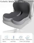 Kurbetts Back and Seat Cushion,Ergonomic Memory Foam L-Shaped Integrated Seat Cushions with Adjustable Strap,Ultra Breathable Non-Slip Design for Office Chair,Car,Wheelchair (Gray)